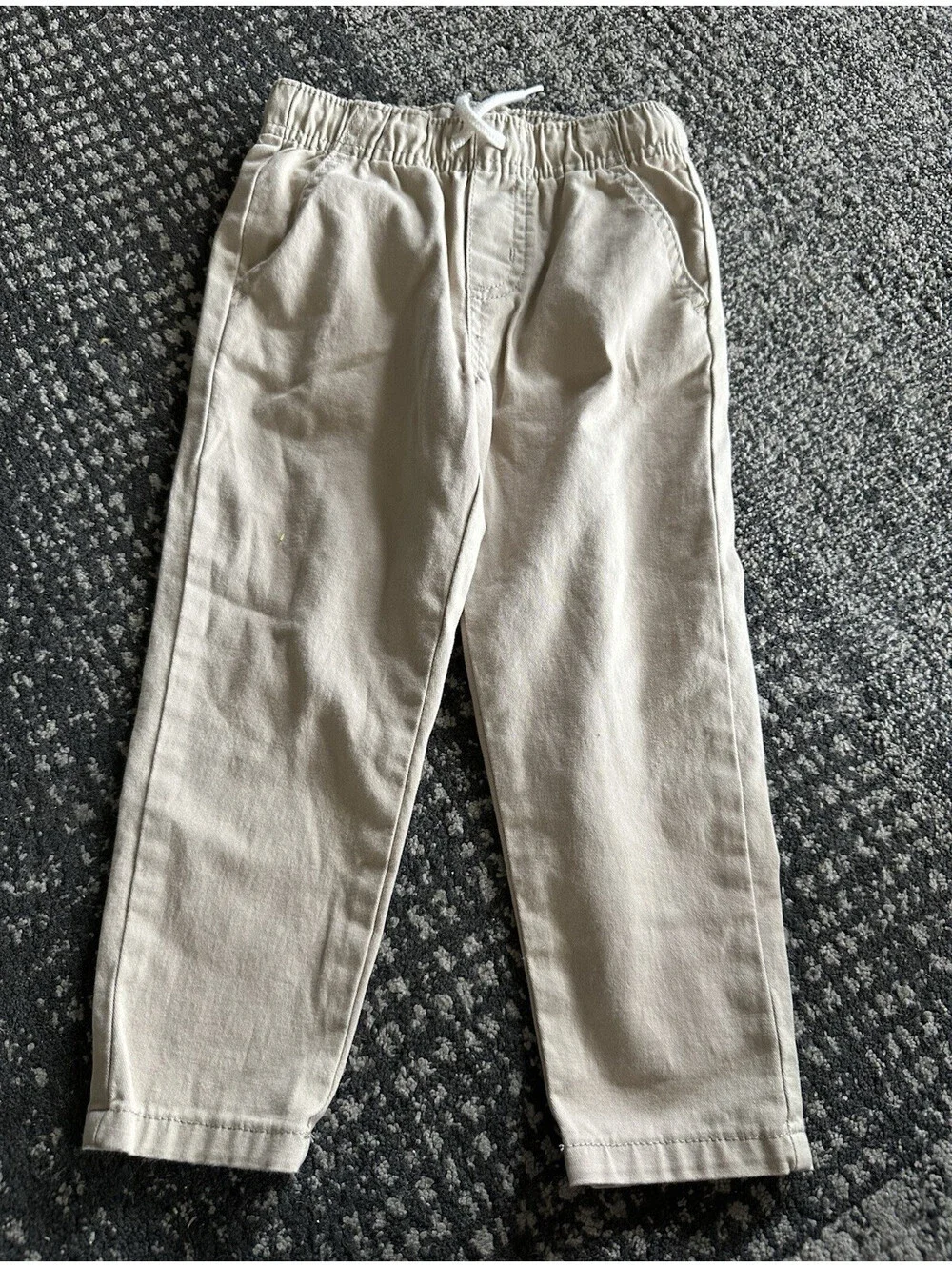 Old Navy Boys 2T Beige Chino Pants Cotton Twill Pull-On Drawstring Elastic